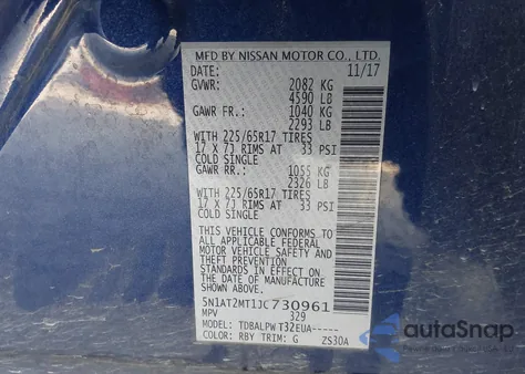 2018 Nissan Rogue S from USA, damaged, VIN 5N1AT2MT1JC730961